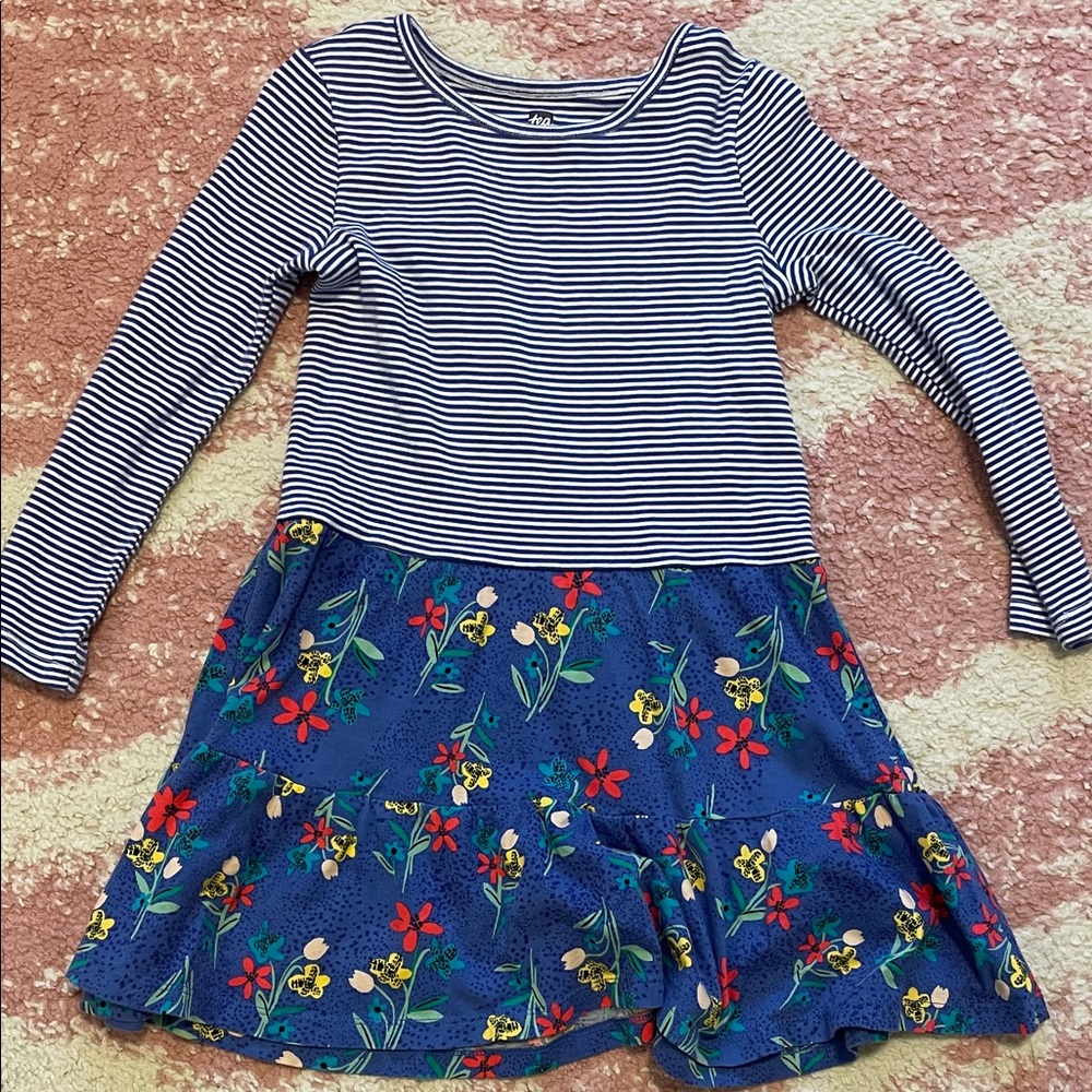 Tea Collection Navy Striped and Floral Dress